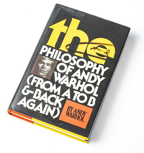 ANDY WARHOL (AMERICAN, 1928-1987) SIGNED 'THE PHILOSOPHY OF ANDY WARHOL' BOOK, 1975, H 9.25", D 6.25"
