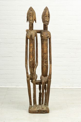 AFRICAN CARVED WOOD, SEATED COUPLE 