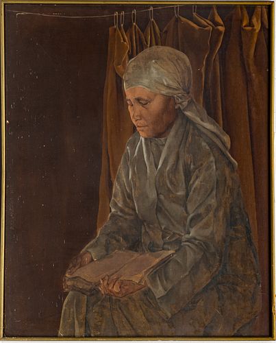 DO QUANG EM (VIETNAMESE, B. 1942), OIL ON CANVAS, 1972, H 31.5", W 25.5" SEATED WOMAN READING 