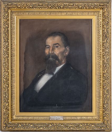 JULIUS ROLSHOVEN (AMERICAN, 1858-1930) PASTEL ON BOARD, 1892, H 28", W 22", PORTRAIT OF FREDERICK ROLSHOVEN 