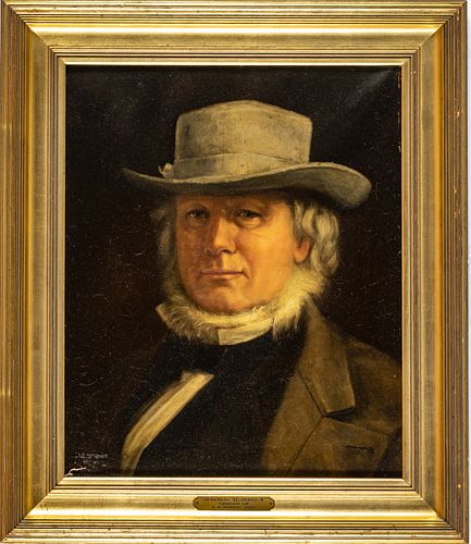 JAMES EVERETT STUART (AMERICAN, 1852-1941) AFTER B. IRWIN, OIL ON CANVAS, 1887, H 23", W 19", PORTRAIT OF HORACE GREELEY 