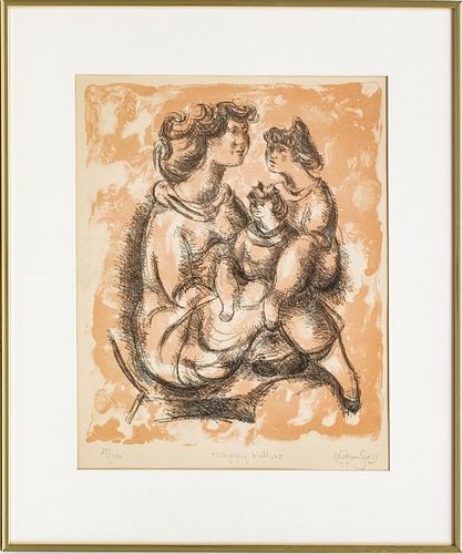 CHAIM GROSS, LITHOGRAPH, 1977, H 17" W 13" "HAPPY MOTHER" 
