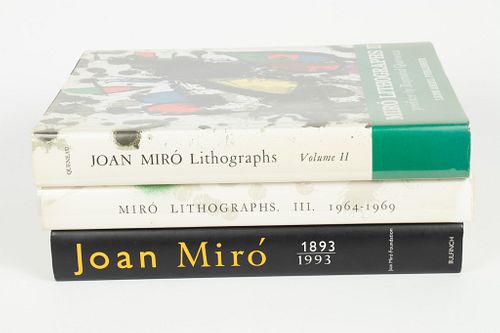 JOAN MIRO CATALOGUE RAISONNÉS, LITHOGRAPHS VOLUMES II AND III WITH ADDITIONAL JOAN MIRO HARDCOVER BOOK, THREE BOOKS, H 12.5", W 9.5" 