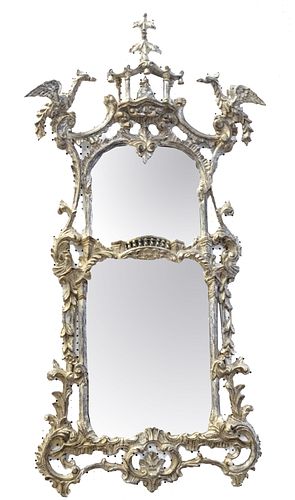 CHINESE CHIPPENDALE STYLE PAGODA MIRROR H 67" W 32" 