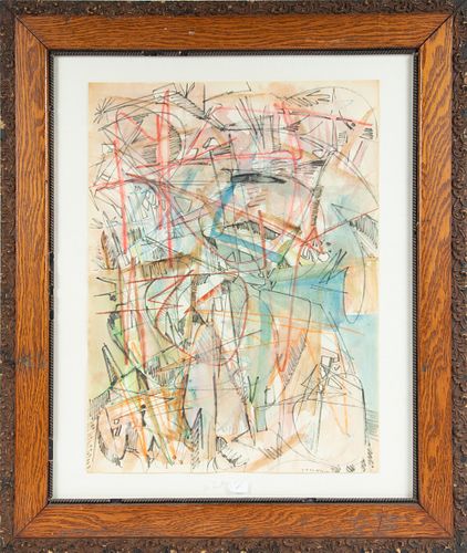 JACK FAXON (AMERICAN 1936 – 2020) WATERCOLOR AND MARKER ON PAPER, 1993, H 23", W 17" 