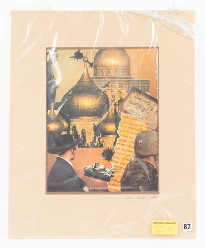 CAROL WALD SIGNED POSTER JERUSALEM 1988 COLLAGE (1) H 11" W 8" 