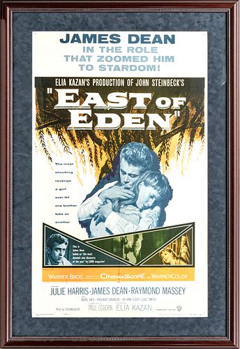 EAST OF EDEN ORIGINAL POSTER, OFFSET LITHOGRAPH IN COLORS, ON WOVE PAPER, 1955 H 40" W 24.5" 