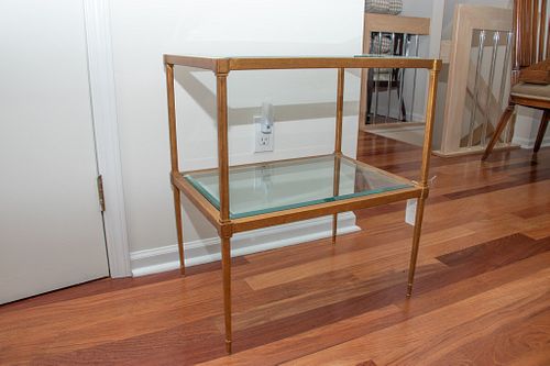BUHLER GLASS SIDE TABLES, PAIR, H 25", L 22"
