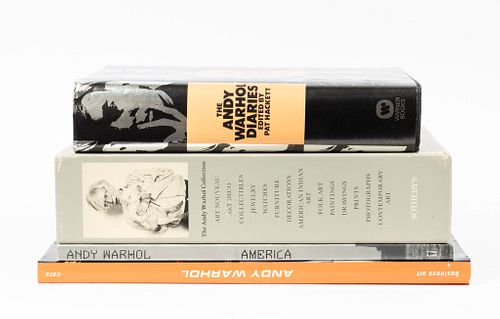 ANDY WARHOL (AMERICAN, 1928-1987) SOFTCOVER BOOK, 1985, 4 PCS. H 11" W 8.5" AMERICA; SOTHEBY'S ANDY WARHOL COLLECTION CATALOGUES 
