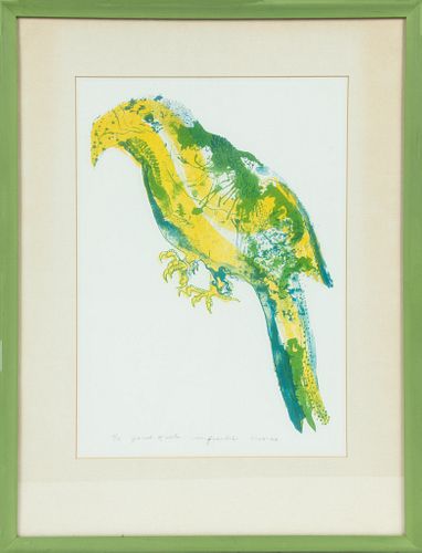 MARTHA FRANKEL, LITHOGRAPH 1968, H 18" W 13" "PARROT OF SORTS" 