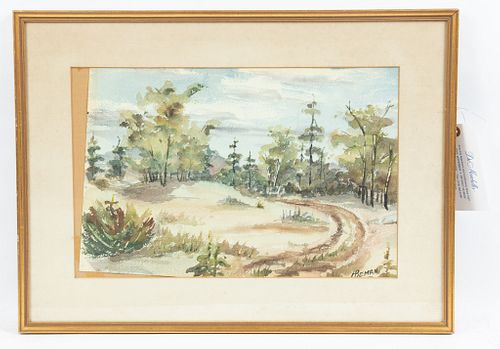 H. BEMAN, WATERCOLOR ON PAPER, H 11", W 16.75", FOREST PATHWAY 