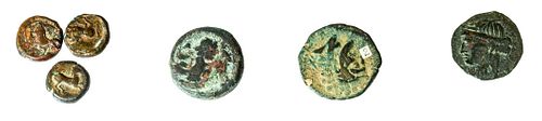 EGYPTIAN PTOLEMAIC EMPIRE AND PUNIC ANCIENT BRONZE COINS, 6 PCS. 