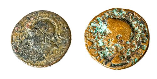 ROMAN AND PUNIC ANCIENT BRONZE COINS, 2 PCS. 