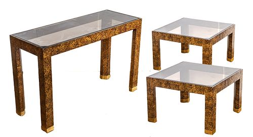 MODERN END TABLES WITH MATCHING SOFA TABLE, H 25", W 23", D 23" 