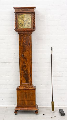 ENGLISH WALNUT GRANDMOTHER CLOCK, 19TH C, H 5' 5", W 1' 2"