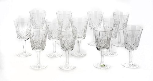 WATERFORD CRYSTAL LISMORE  WATER GOBLETS,  SET OF 12 H 7" MADE IN IRELAND 