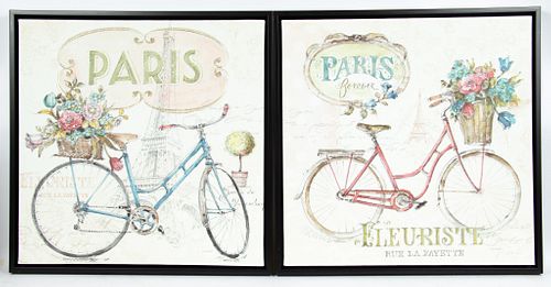 AFTER LISA AUDIT, FRAMED PRINTS, "PARIS FOREVER" SHOWING BICYCLE TWO H 24" W 24" ELEURISTE 