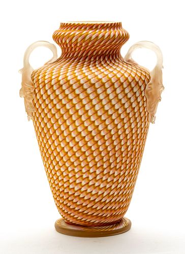 ATTRIBUTED TO  STEVENS AND WILLIAMS,  BLOWN  CASED GLASS VASE, H 10" DIA 6" 
