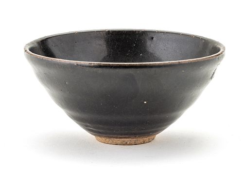 CHINESE GLAZED EARTHENWARE BOWL, H 2.25", DIA 4.75"