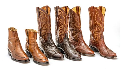 LEATHER COWBOY BOOTS THREE PAIRS 