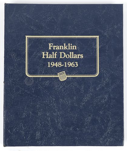COMPLETE WHITMAN CLASSIC BOOK, FRANKLIN HALF DOLLARS, 1948-1963, 36 PCS, H 9", D 7.25"