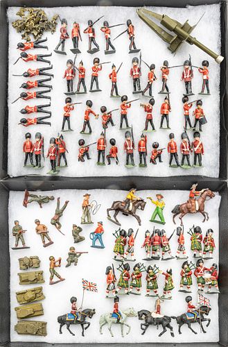BRITAINS PAINTED LEAD SOLDIERS, 20TH C., 103 PIECES TOTAL, H 2 1/2" 