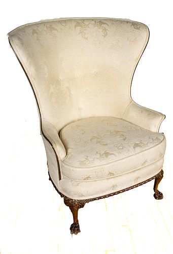 MAHOGANY  WING BACK CHAIR C 1940 H 42" W 35" 