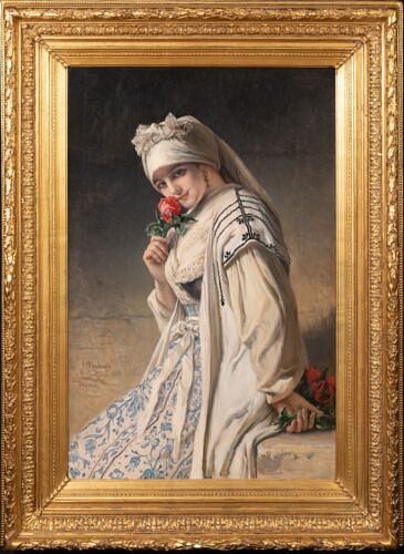 PORTRAIT OF A LADY IN TANGIERS OIL PAINTING