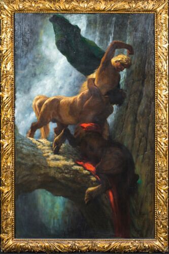 GERMAN BATTLE OF THE CENTAURS OIL PAINTING