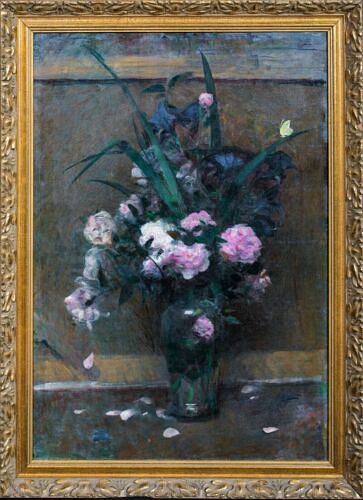 STILL LIFE OF FLOWERS IN A VASE OIL PAINTING