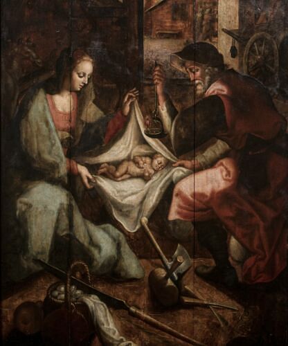 DEPICTION OF THE NATIVITY OIL PAINTING