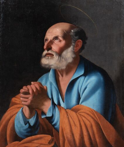DEPICTION OF THE PENITENT SAINT PETER OIL PAINTING
