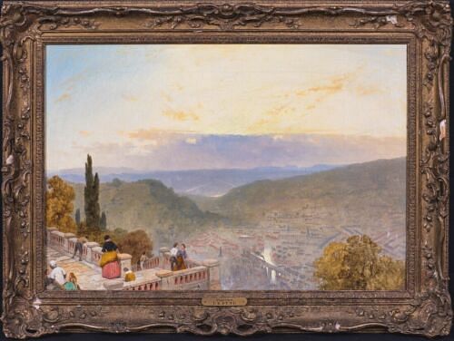  VIEW OF FLORENCE AT SUNSET FROM THE SAN MINIATO CHURCH OIL PAINTING