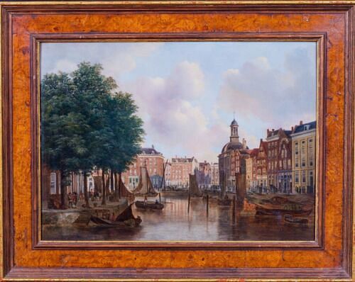 VIEW OF AMSTERDAM HARBOUR OIL PAINTING
