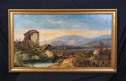 VIEW OF THE HISTORIC SPANISH CITY OF TOLEDO OIL PAINTING