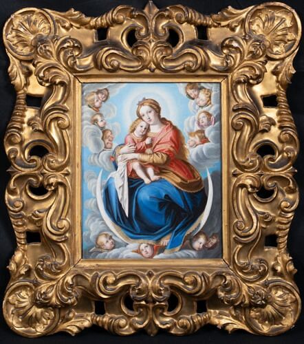 ICON OF THE CELESTIAL MADONNA & CHILD OIL PAINTING
