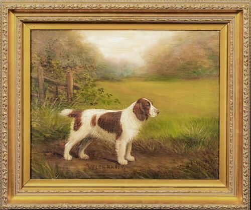  PORTRAIT WELSH RANDY AND WISH SPRINGER SPANIEL OIL PAINTING