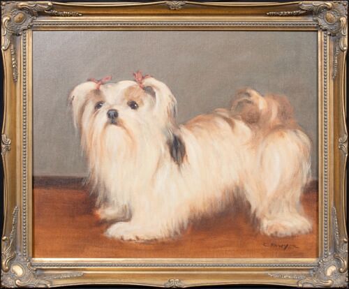 PORTRAIT OF A LHASA APSO DOG OIL PAINTING