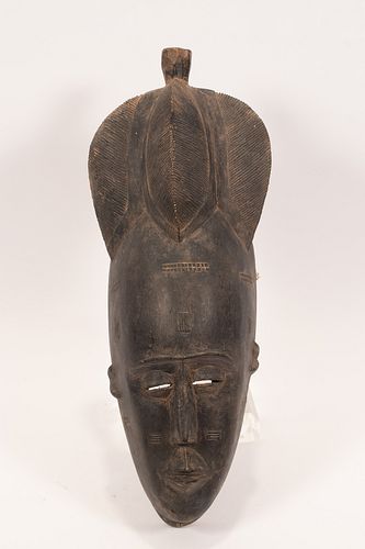 ANGOLA, GOLA, AFRICAN CARVED WOOD MASK, H 22", W 9" 