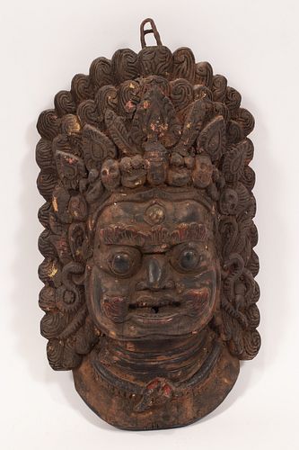 CARVED WOOD MASK H 12" W 8.5" 