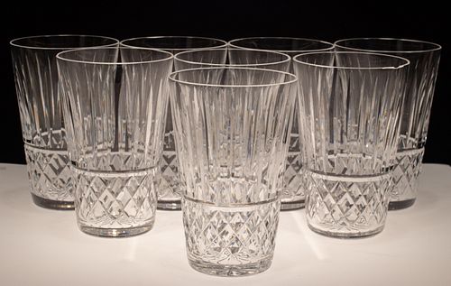 WATERFORD 'TRAMORE' CRYSTAL WATER GLASSES, 7 PCS, H 5", DIA 3.25"