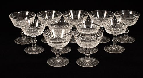 WATERFORD 'TRAMORE' CRYSTAL CHAMPAGNE/SHERBETS, 11 PCS, H 4.5", DIA 4"