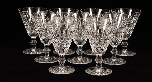 WATERFORD 'TRAMORE' CRYSTAL CLARET WINES, 9 PCS, H 5.25", DIA 3.5"