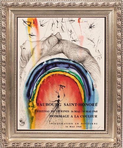 SALVADOR DALI (SPANISH, 1904–1989) LITHOGRAPH IN COLORS, ON WATERMARKED ARCHES TRAIT FIDELIS MBM/LAVIS PAPER, 1968 H 24", W 18", FAUBOURG SAINT-HONORE