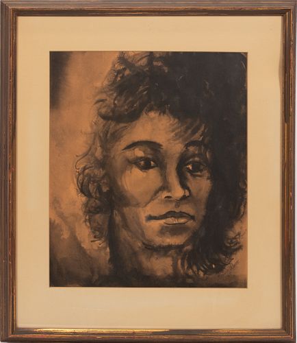 BENNIE WHITE, B 1937, WATERCOLOR H 18" W 15" AFRICAN AMERICAN PORTRAIT 
