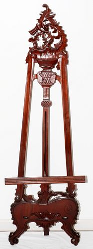 CARVED MAHOGANY EASEL H 63" L 20" 