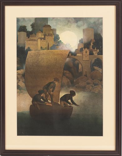 PRINT, AFTER AN ILLUSTRATION.  PICTURE BOYS IN BOAT 