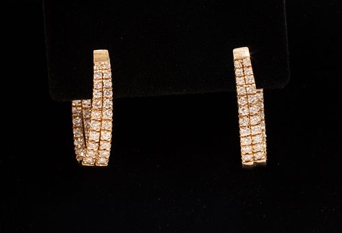 UNMARKED GOLD & DIAMOND EARRINGS, H 1.25", W 1/4", T.W. 14 GR 