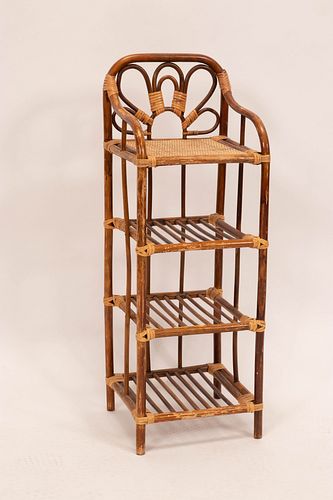 JAPANESE BAMBOO FOUR TIER  PLANT STAND C.1950 H 34" W 12" 