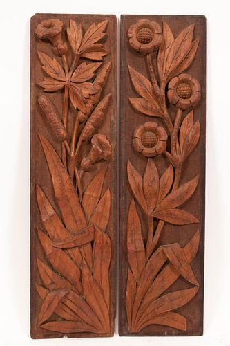CARVED WOOD WALL PANELS H 19.25" W 5.5" 